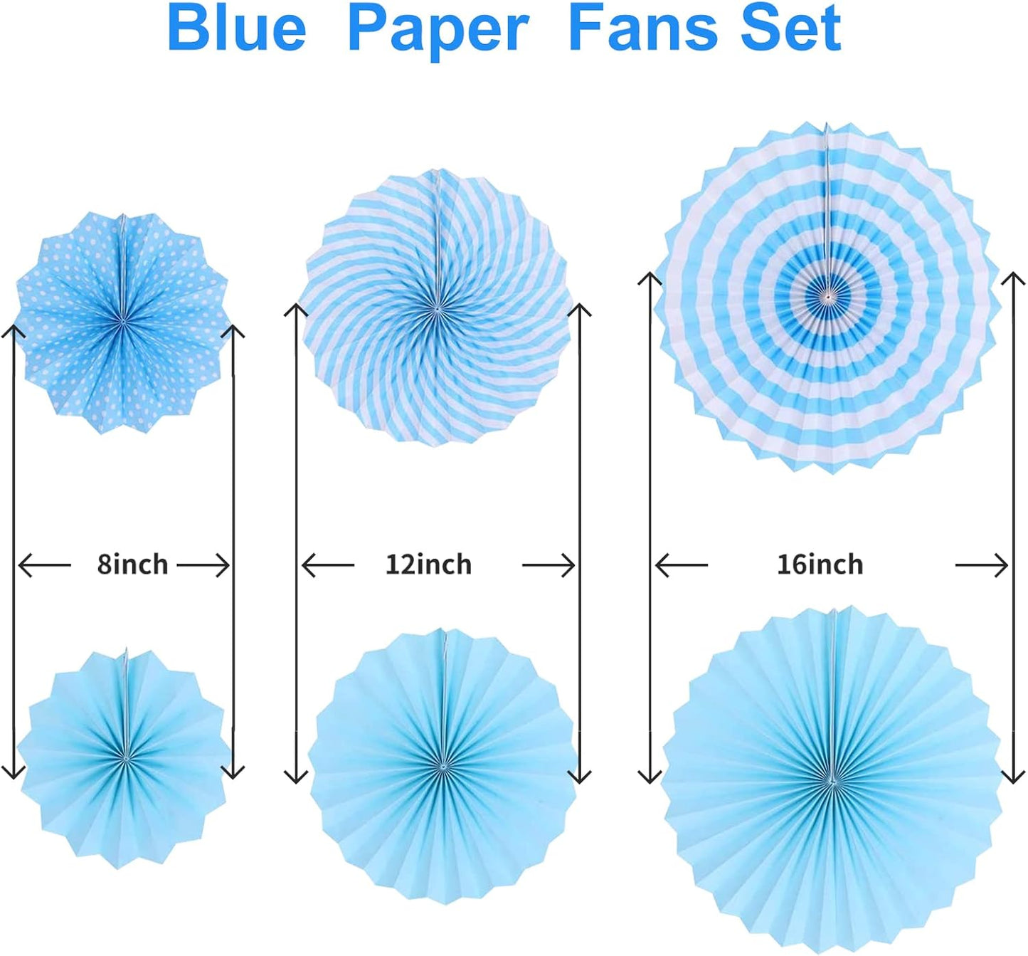 LRCXL 12PCS Party Hanging Paper Fans Set, Fiesta Round Pattern Paper Garlands Decoration Party Supplies for New Year Baby Shower Birthday Wedding Graduation Events Accessories(Yellow)
