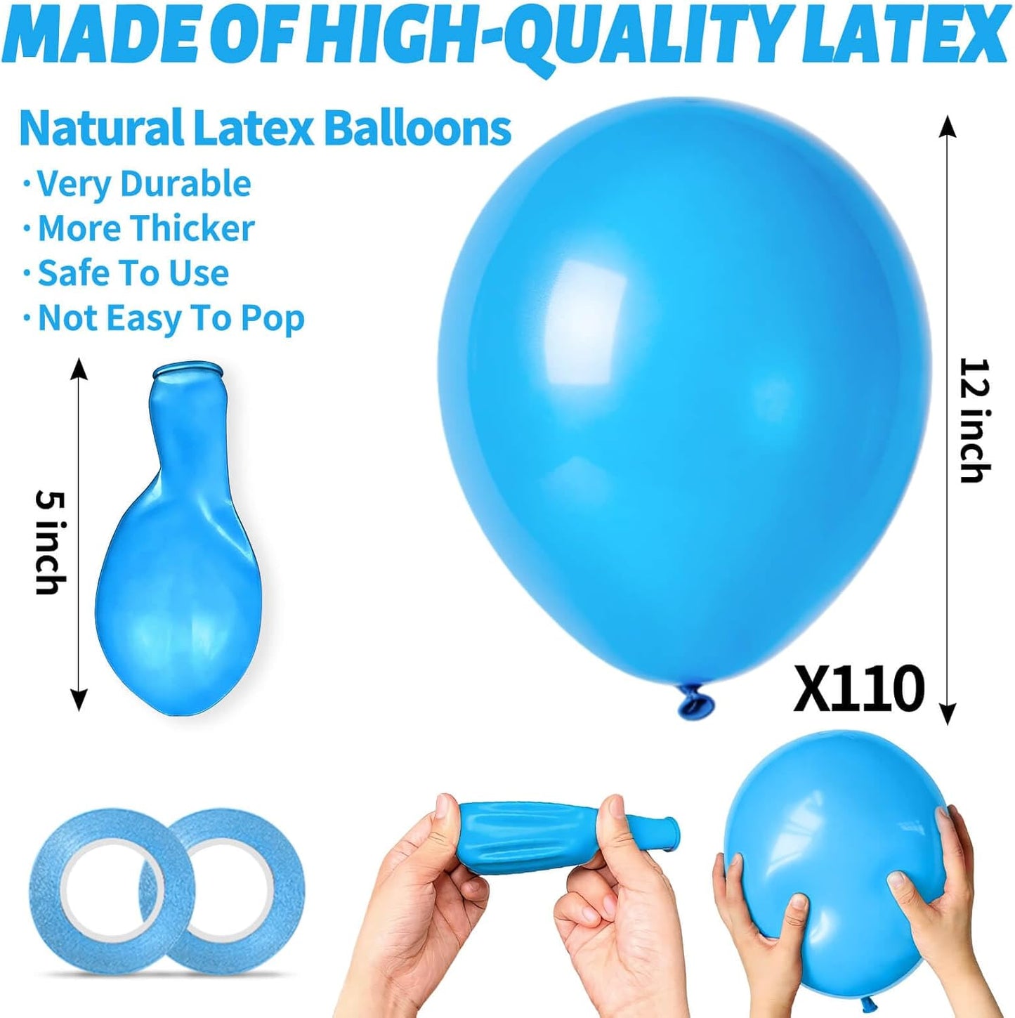 110pcs Black Balloon 12 inch, Black Latex Balloons for Birthday Party Baby Shower Wedding(with 2 Ribbons). - Colors B