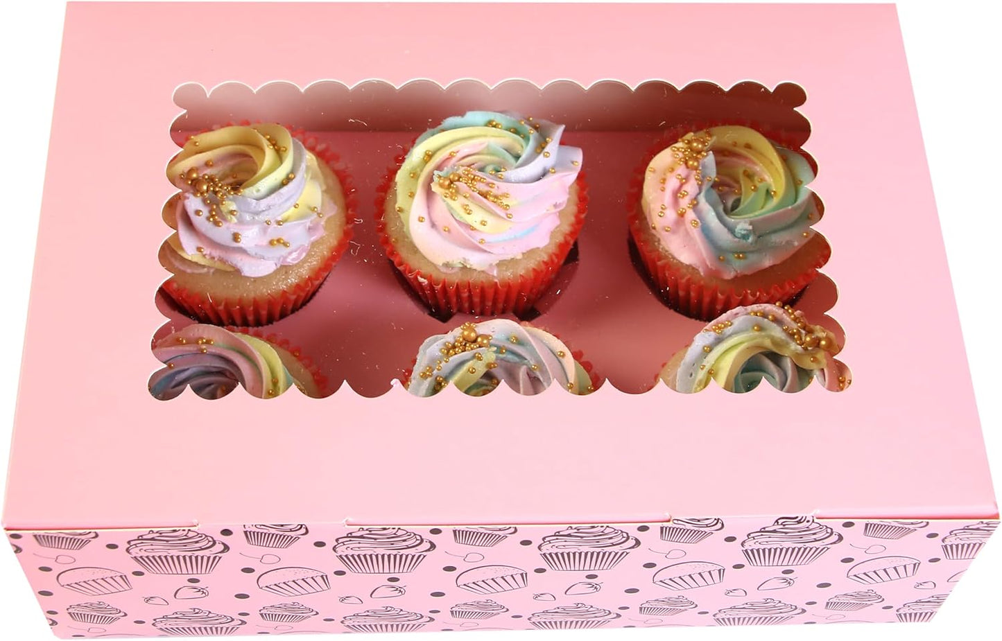 20-Pack Brown Cupcake Boxes with Insert Trays, Tags and Twine | Food Grade Kraft Bakery Boxes with Window to Fit 6 Cupcakes
