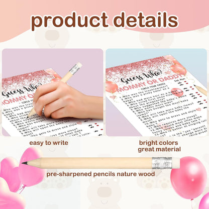 Yinder 145 Pcs Baby Shower Games Activities Cards with 20 Pencils Includes Baby Bingo Description and Wishes Guess Who Price is Right Word Scramble Game(Here Comes the Son)