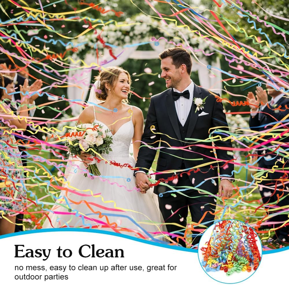 No Mess Streamers,16 Pack Hand Throw Streamers Colorful Party Streamer Poppers No Mess Confetti Poppers Party Poppers for Graduation Birthday Wedding Retirement Celebrations Baby Shower Party Favors
