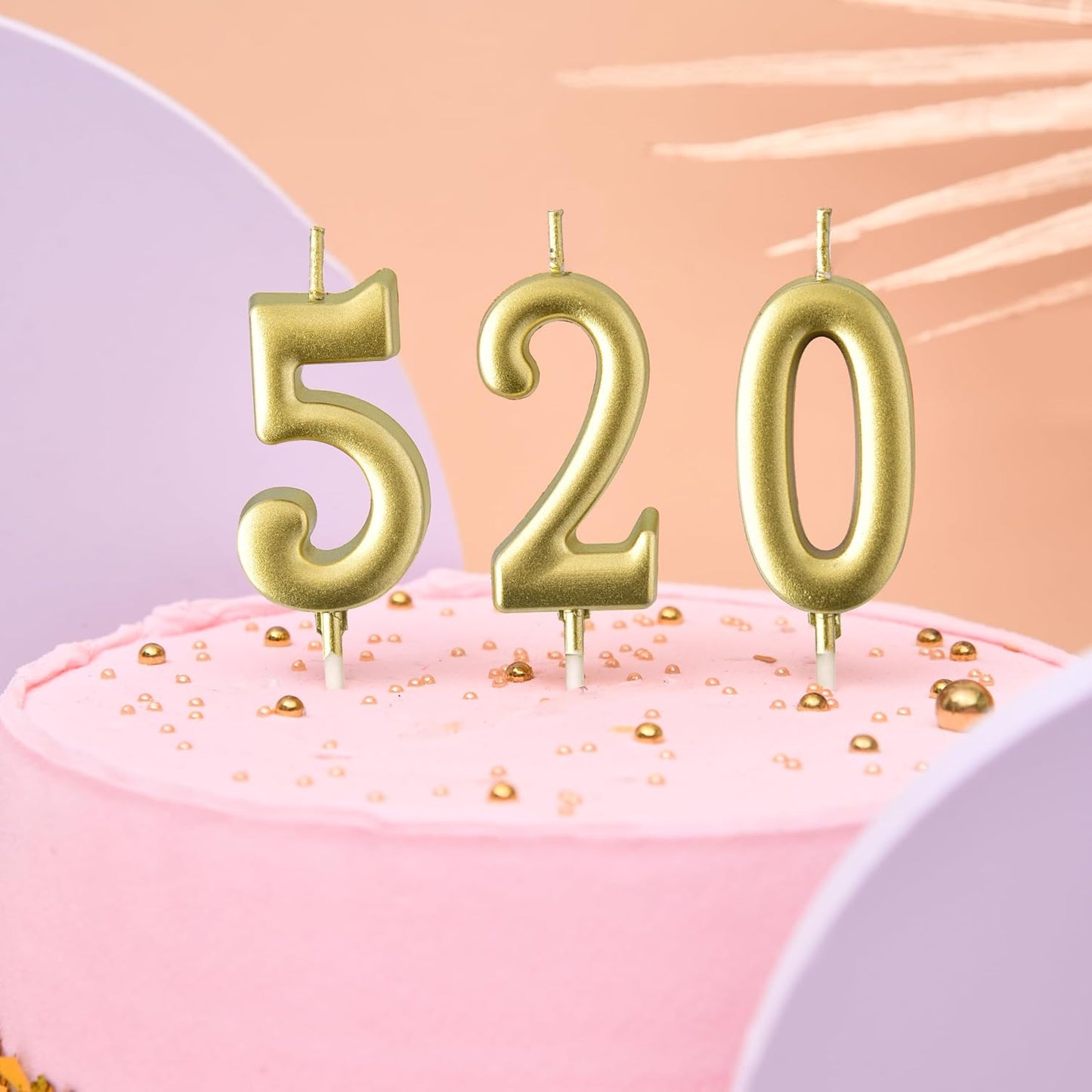 PHD CAKE 10-Pieces Pink Numeral Birthday Candles, Cake Numeral Candles Number 0-9 Glitter Cake Topper Decoration for Birthday,Wedding Anniversary,Party Celebration