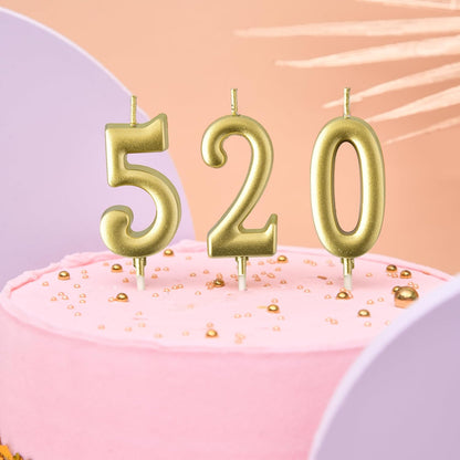 PHD CAKE 10-Pieces Pink Numeral Birthday Candles, Cake Numeral Candles Number 0-9 Glitter Cake Topper Decoration for Birthday,Wedding Anniversary,Party Celebration