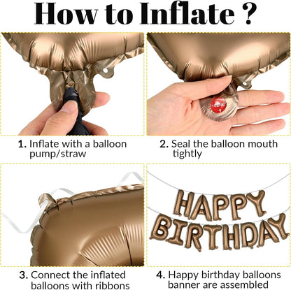 Happy Birthday Balloons Banner, Foil Balloon Personalized Name Letters Balloons Sign Birthday Party Decorations for Women Men Boys Girls Cream