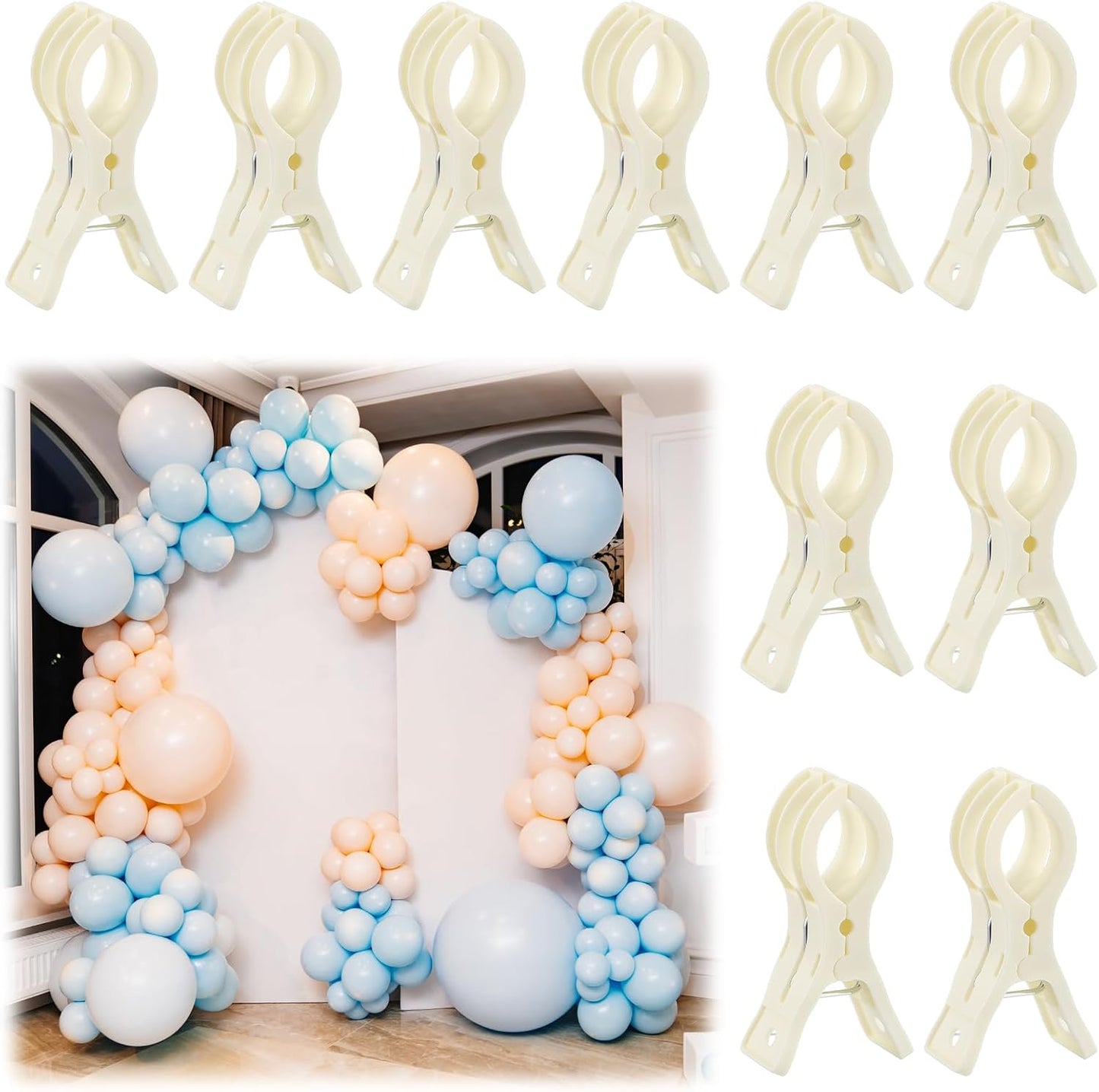 LemonRoad 10 Pack Large Balloon Arch Clips Plastic Transparent Backdrop Spring Clamps 3.5 Inch Heavy Duty Clip for Balloon Arch Kit Birthday Decoration Crafts Woodworking Photography Studios (Clear)