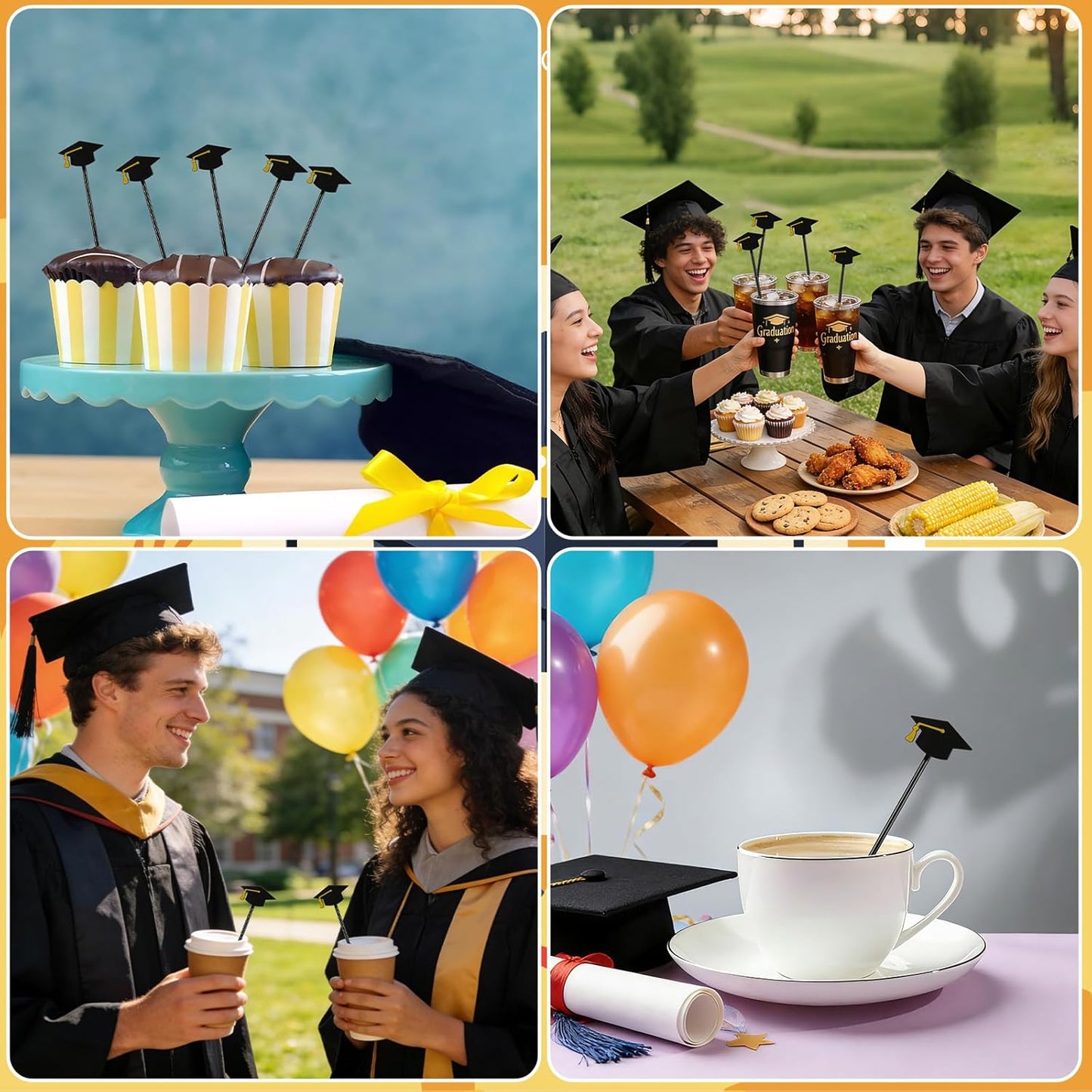 36 Pcs Graduation Cap Drink Stirrers Graduation, Cap Stick Cocktail Mixers 2026 Graduation Party Favors Hot Cocoa Bar Supplies Beverage Tea Party Bar Supplies Party Favor