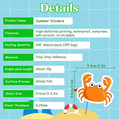 OHOME 100 PCS Water Bottle Stickers for Kids,Cute Animal Aesthetic Sticker Pack - Waterproof Vinyl Kawaii Stickers for Girls Boy Classroom Prizes,Party Favors for Scrapbook, Laptops, Journal,Birthday