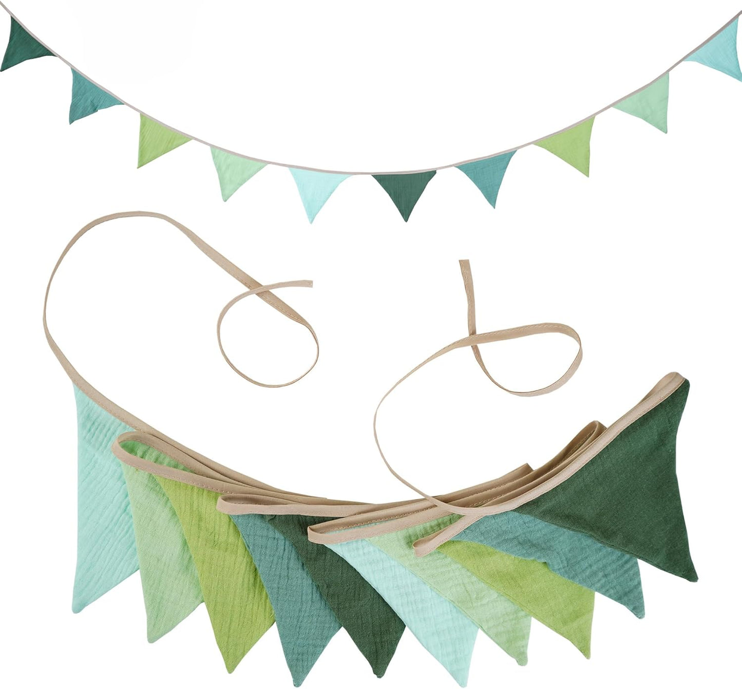 Fabric Bunting Banner, 2 Pack Handmade Neutral String Banner Each 8.5 ft 10 Flags Nursery Wall Hanging Wedding Birthday Home Baby Shower Party Decoration Bunting (Pink Candy)