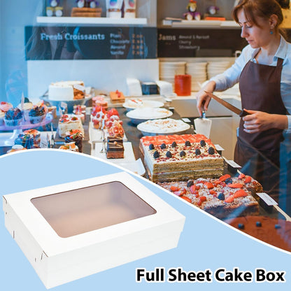 JJO 26x18x5 Inch Full Sheet Cake Boxes with Thick Cake Boards,5 Pack-Large Bakery Boxes Corrugated Rectangle Cake Boxes for 26x18 Inch Sheet Cake,Donuts,Brownie,Pastry Baking,Muffins,Cupcake
