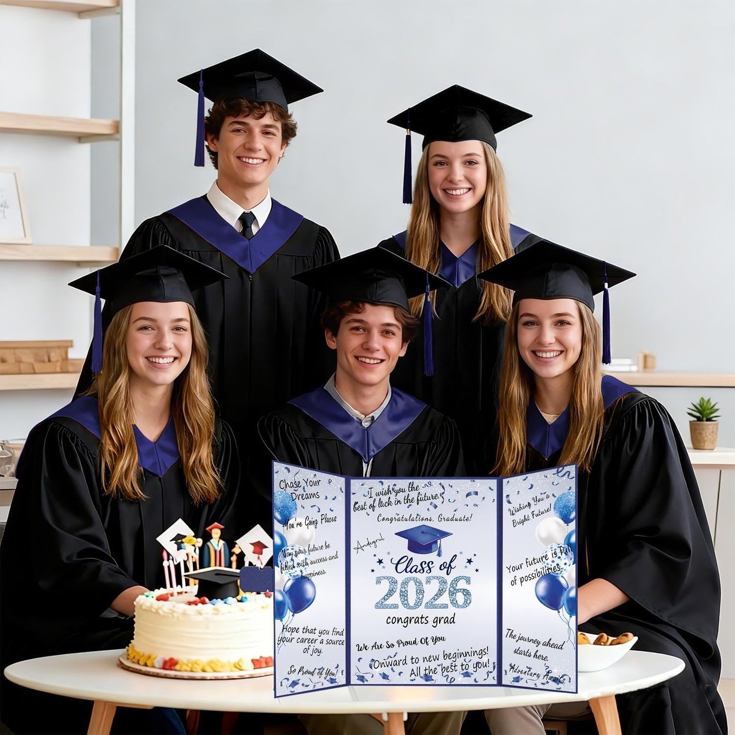 QIYANPAX Graduation Guest Book 2026, Blue and Gold Graduation Decorations Class of 2026, Graduation Signature Book, Congrats Grad Guest Book Alternative, Unique Graduation Gifts