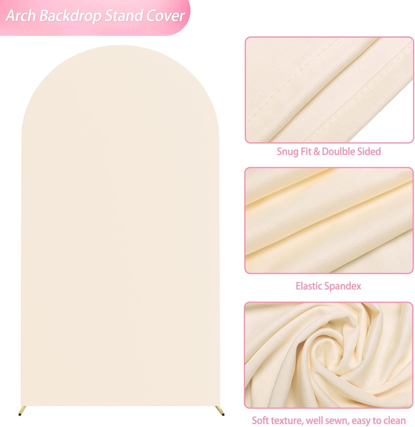 Wokceer 7.2 FT Wedding Arch Backdrop Stand and White Arch Cover, Metal Arch Stand with Arch Stand Cover for Birthday Party Wedding Ceremony Bridal Baby Shower Event Decor