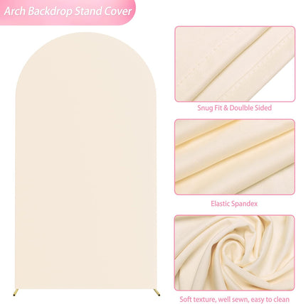 Wokceer 7.2 FT Wedding Arch Backdrop Stand and White Arch Cover, Metal Arch Stand with Arch Stand Cover for Birthday Party Wedding Ceremony Bridal Baby Shower Event Decor