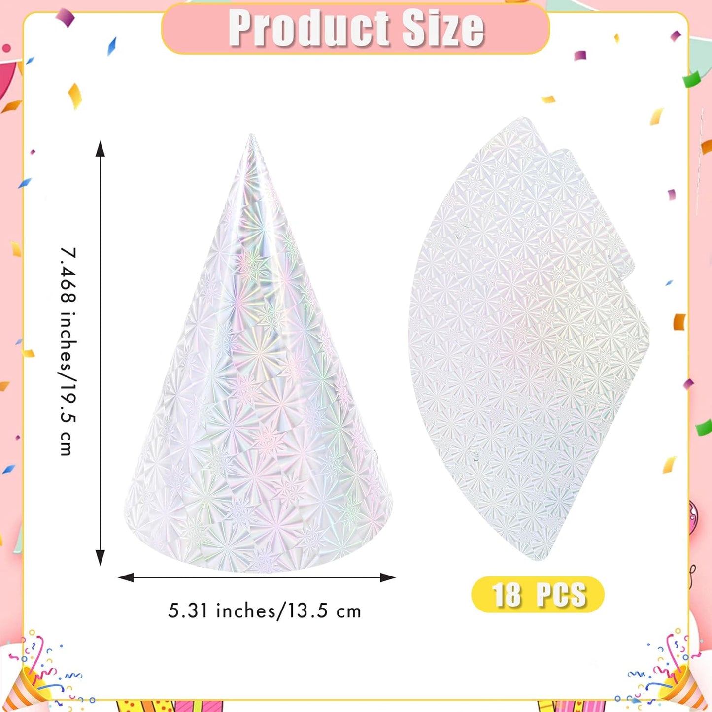 CANREVEL Party Hats for Adults, Birthday Party Headwear Supplies, Cone Hats Bulk for Women Men