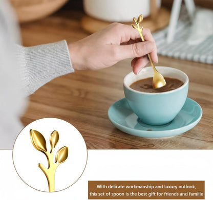 Sieral 10 Pieces Leaf Coffee Spoons, Mini Serving Tongs and Appetizer Forks Stainless Steel Sugar Cube Tongs Dessert Spoons Metal Dinner Forks for Dessert Coffee Tea (Silver)