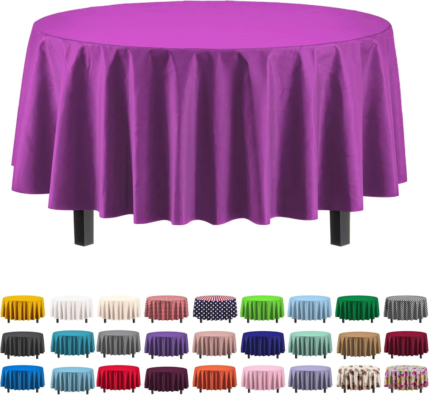 12-Pack Premium Plastic Tablecloth 54in. x 108in. Rectangle Table Cover - Dark Blue - Colors B