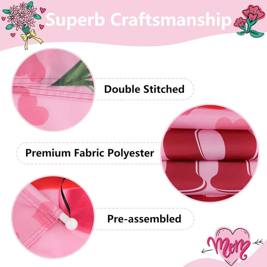 Mothers Day Banner 2 Pack Happy Mothers Day Decorations Door Sign Hanging Banners Flowers Tulip Love Welcome Porch Sign Seasonal Holiday Party Supplies for Indoor Outdoor Door, Porch Decor