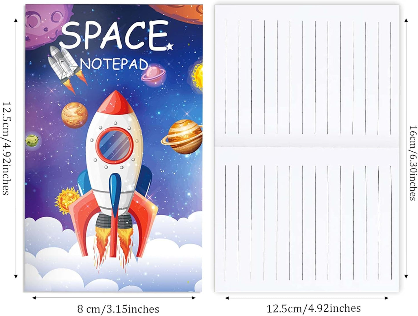 24 Pack Outer Space Mini Notebook - Space Party Favor Galaxy Goodie Bags with 12 Designs & Lined Pages, 3.15x4.92 Inches Small Pocket Notepads for Planet Theme Birthday Party Supplies, Science Class