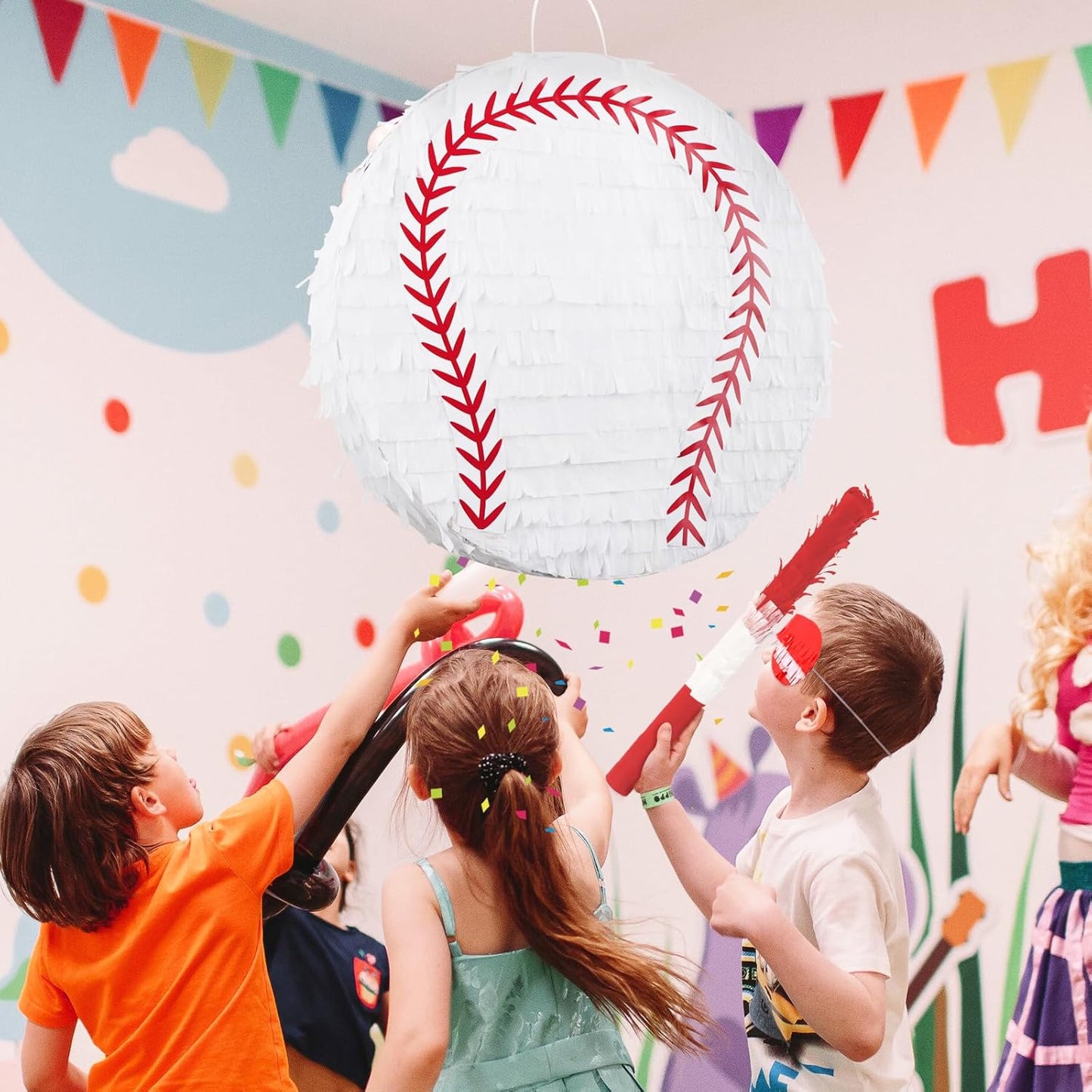 Hooqict Mexican Pinata with Blindfold and Bat Stick Party Pinata for Fiesta Carnival Cinco de Mayo Decorations Kids Adults Mexican Party Games Birthday Party Supplies