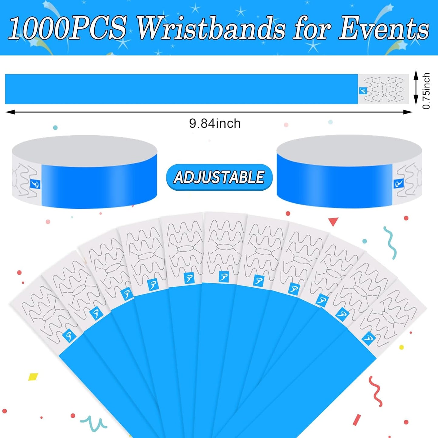 1000 Pcs Paper Wristbands for Events Waterproof Wrist Bands Lightweight Festival Identification Wristbands Neon Adhesive Event Wrist Band for Party