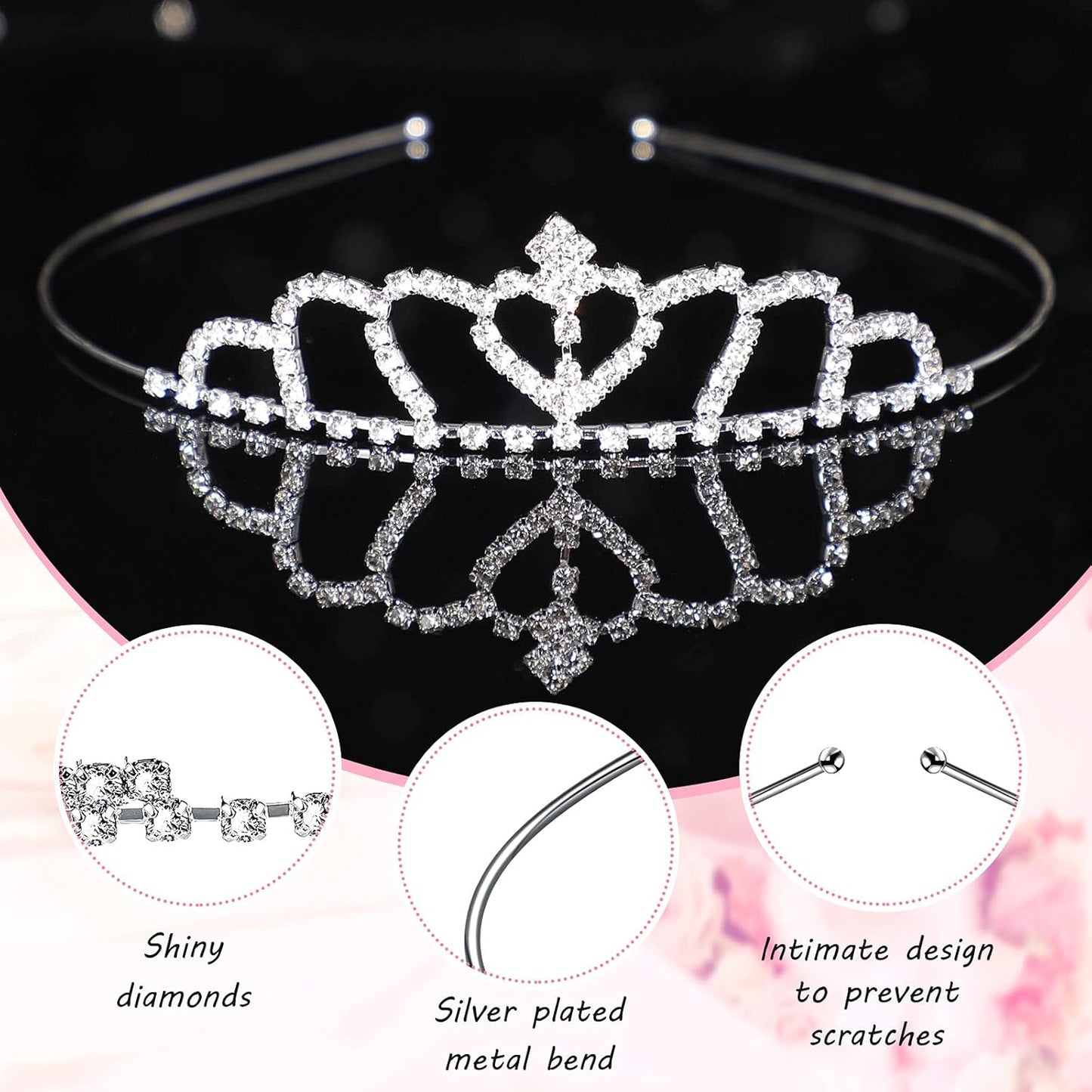 Chuangdi 16 Pcs Tiara Crowns for Women Girls Silver Princess Rhinestone Tiara Bulk Crystal Tiaras Crowns Headbands Sparkly for Wedding Birthday Party Prom Bride Bridesmaids Hair Accessories