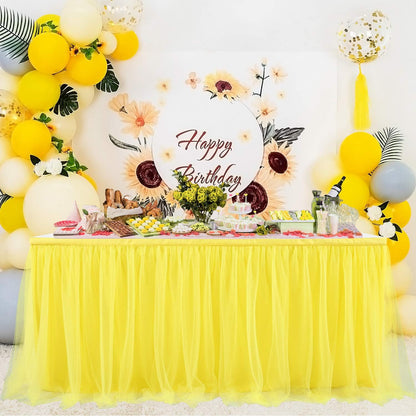 Suppromo 6ft Pink Tulle Table Skirt Baby Shower Tablecloth for Rectangle Tables or Round Tables Pink Ruffle Tutu Table Skirts Desk Skirt for Princess Girls Birthday Party Cake Dessert Decorations