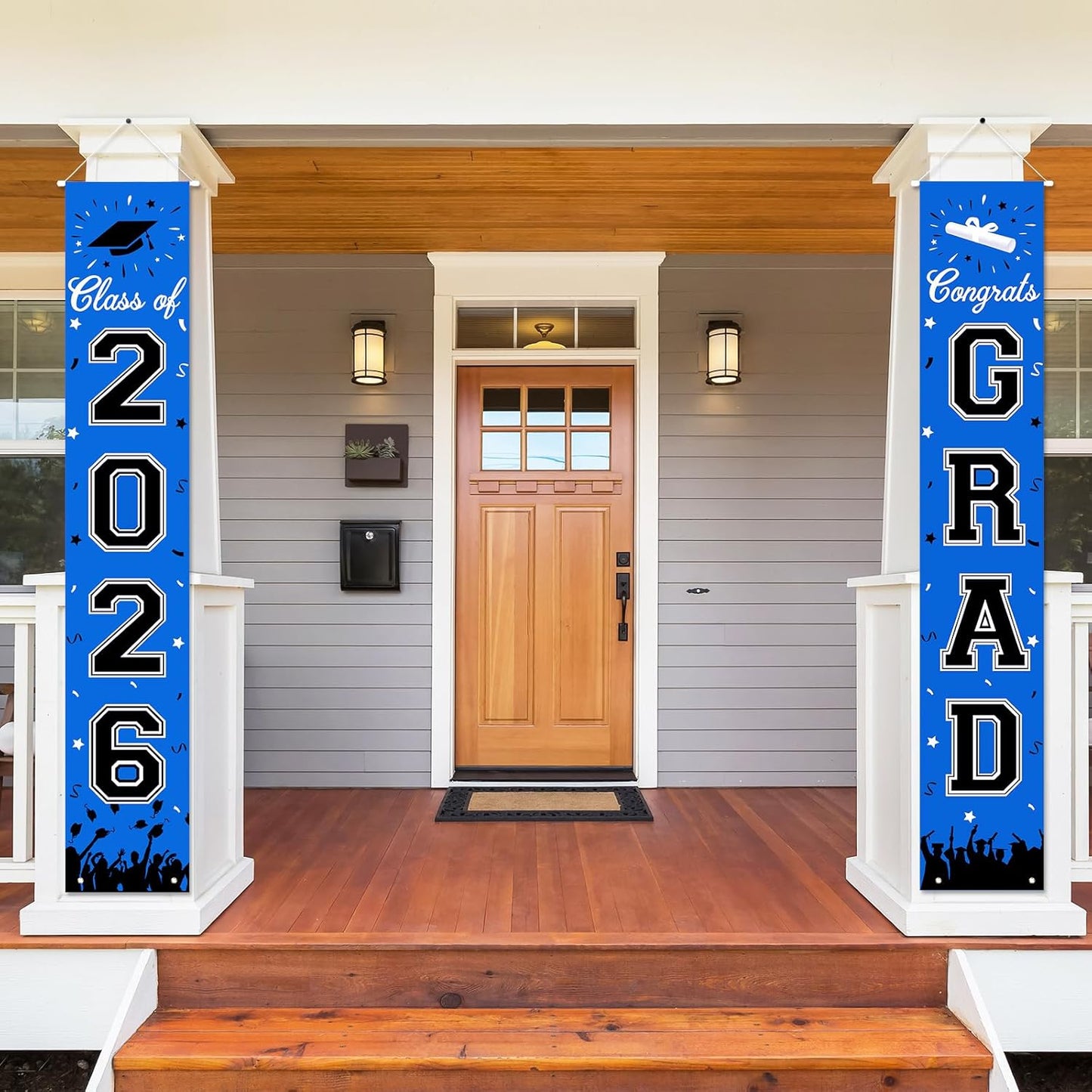 2026 Graduation Decorations, Graduation Banner Class of 2026, Hanging Congratulations/Congrats Grad Banner for Door and Porch, Party Decor - Black