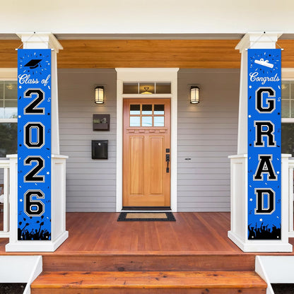 2026 Graduation Decorations, Graduation Banner Class of 2026, Hanging Congratulations/Congrats Grad Banner for Door and Porch, Party Decor - Black