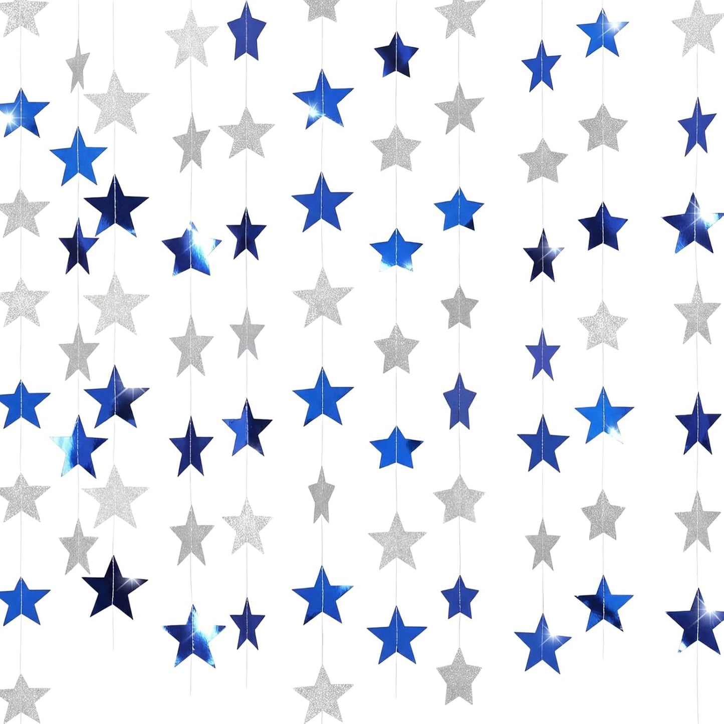 Spakon 65 Feet Glitter Star Paper Garland Banner Hanging Decoration Star Streamers Double Side 2026 Graduation Decorations for Wedding Birthday Festival New Year Party Decoration (Gold)