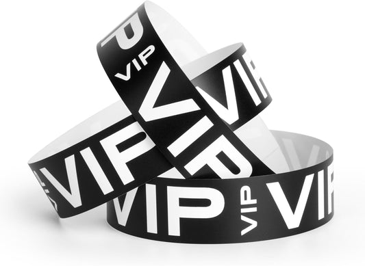 500 VIP Wristbands for Events | Party Wristbands for Events, Concerts, Night Club, Bottle Service | Black & White Waterproof Vinyl VIP Wrist Bands for Parties