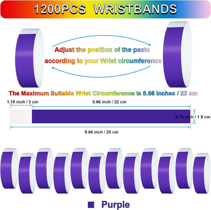 1200 Pcs Plastic Paper Wristbands for Events Neon Color Wrist Bands Concert Identification Wristbands Paper Bracelets Wristbands Party Hand Bands (Multicolor)