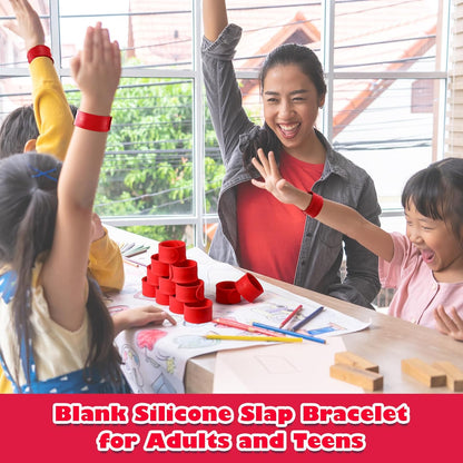 Vinsot 30 Pcs Silicone Slap Bracelets Gift for Kids DIY Slap Bands Party Favor Soft Blank Snap Wristbands Bulk for School Craft Project Painting Classroom Prizes Birthday Wedding