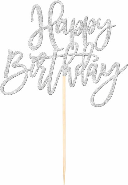 ZHUOWEISM 1 PCS Gold Happy Birthday & Anniversary Cake Topper
