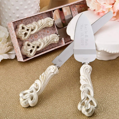 GIFTS INFINITY Personalized Wedding Cake Knife and Server Set with Engraving – Cake Cutting Utensil Set, Keepsake Gift for Wedding, Anniversary, Reception, Birthday & Other Occasions (CH-101WB)