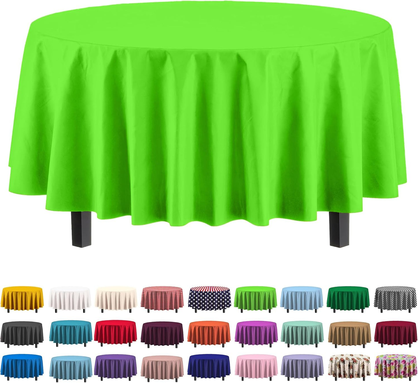 12-Pack Premium Plastic Tablecloth 54in. x 108in. Rectangle Table Cover - Dark Blue - Colors A