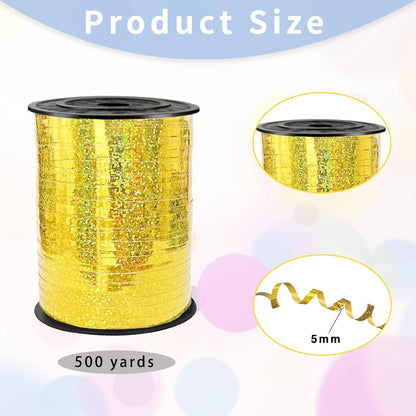 Rainbow Curling Ribbon, 500 Yard Metallic Shiny Curling Ribbon, 1/5" for Presents, Balloons, Parties & Festivals