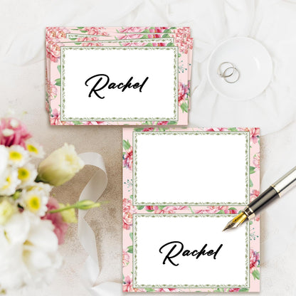 Boho Floral Place Cards for Table Setting, Wedding Placecards, Tent Cards Decor For Bridal Shower Anniversary Party Decorations, 25 Pack Baby Shower Food Name Card, 2 x 3.5" /001