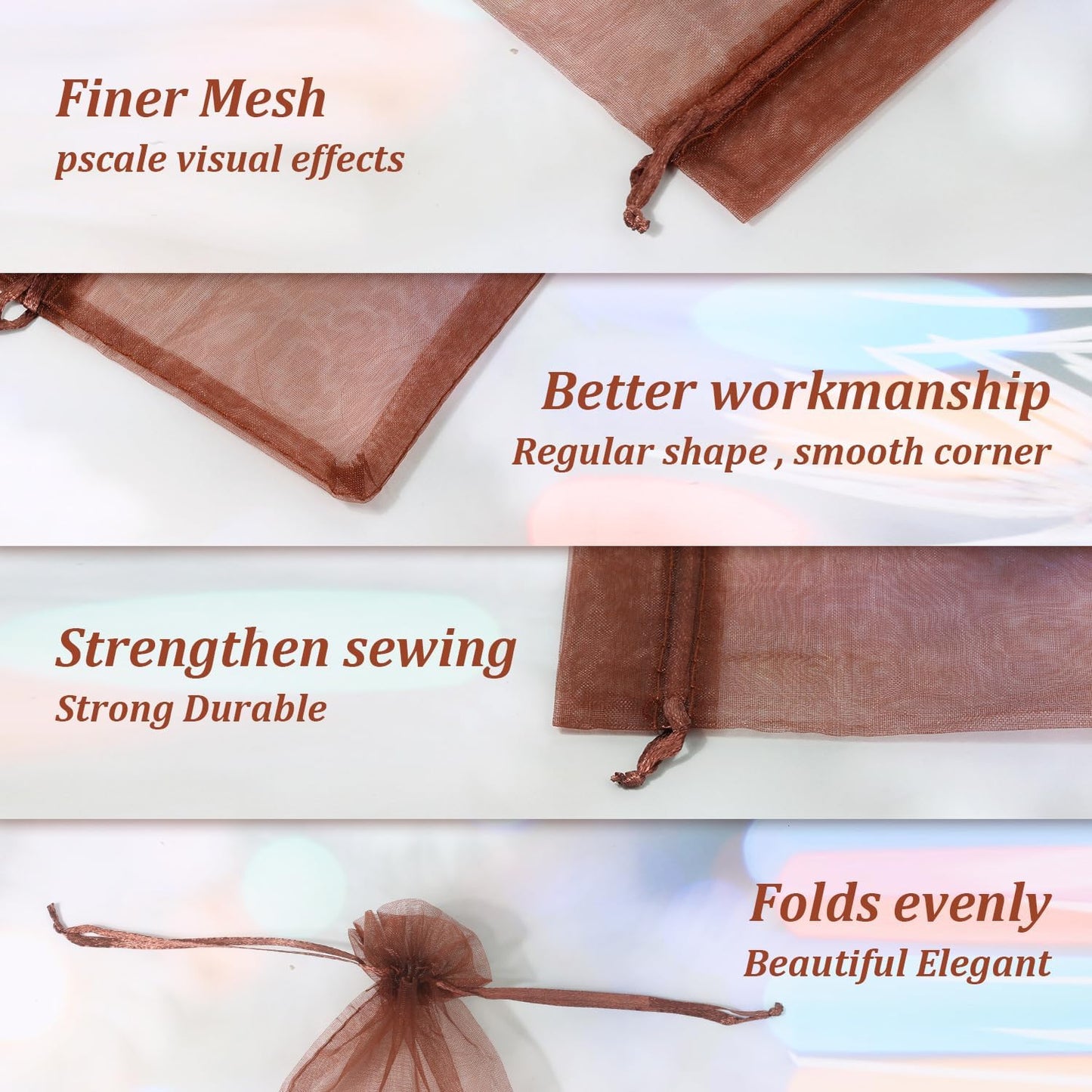 Hopttreely 100PCS Premium Sheer Organza Bags, White Wedding Favor Bags with Drawstring, 4x4.72 Jewelry Gift Bags for Party, Jewelry, Christmas, Mother's Day, Festival, Bathroom Soaps, Makeup Organza Favor Bags