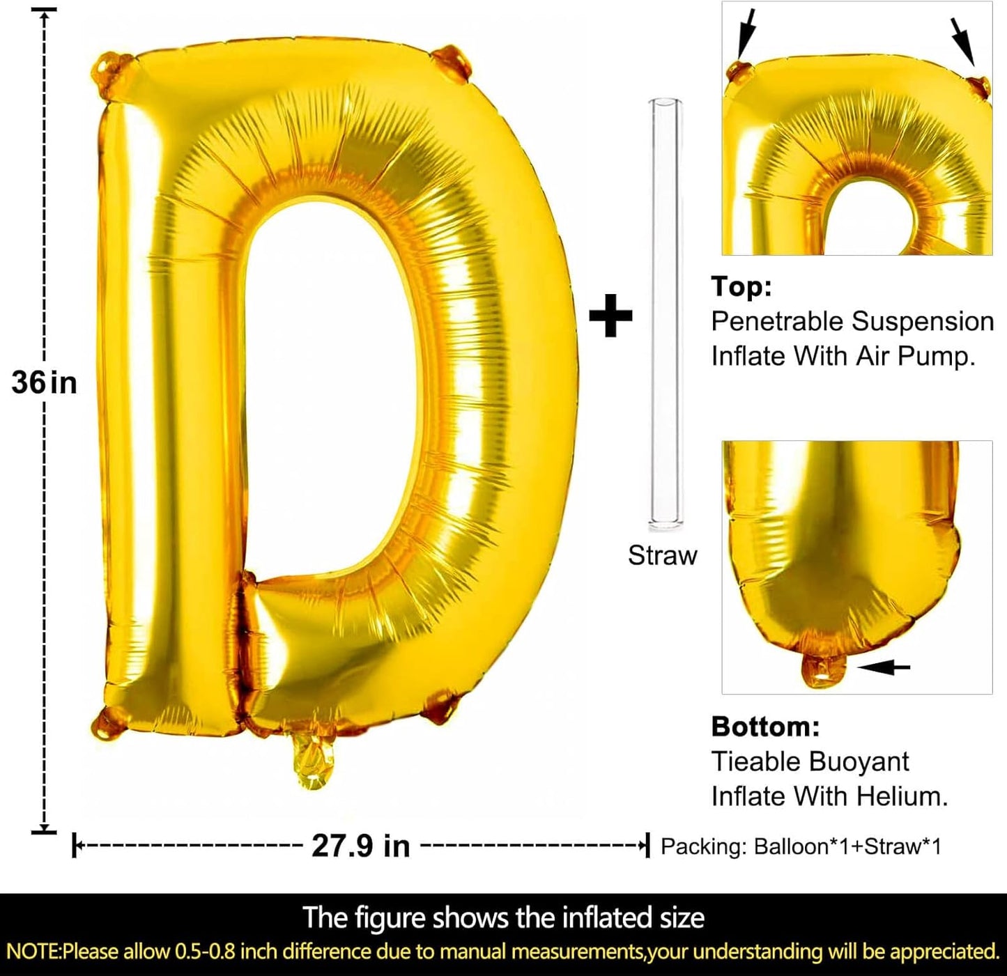 Lovoir 40 Inch Large Gold Letter A Balloons Big Size Jumbo Mylar Foil Helium Balloon for Birthday Party Celebration Decorations Alphabet Gold A
