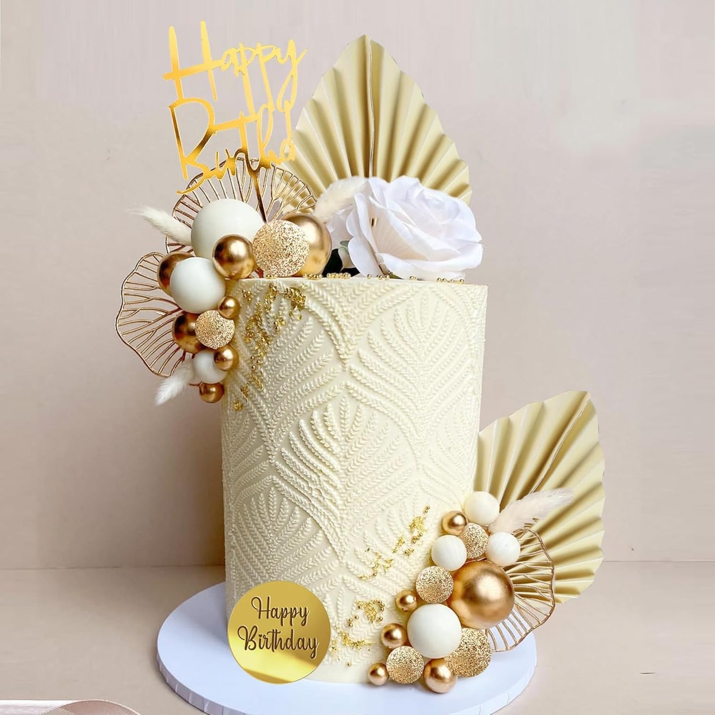 Blue White Gold Balls Cake Toppers Balls Birthday Cake Decorations for Birthday Boho Wedding Baby Shower Party Decoration (Blue White Gold)