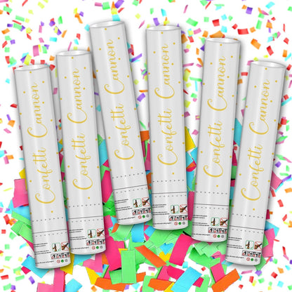 12" Black Gold Confetti Cannon Party Poppers for Birthday Graduation Wedding Retirement New Year Celebrations - Easy to Use, Pack of 2