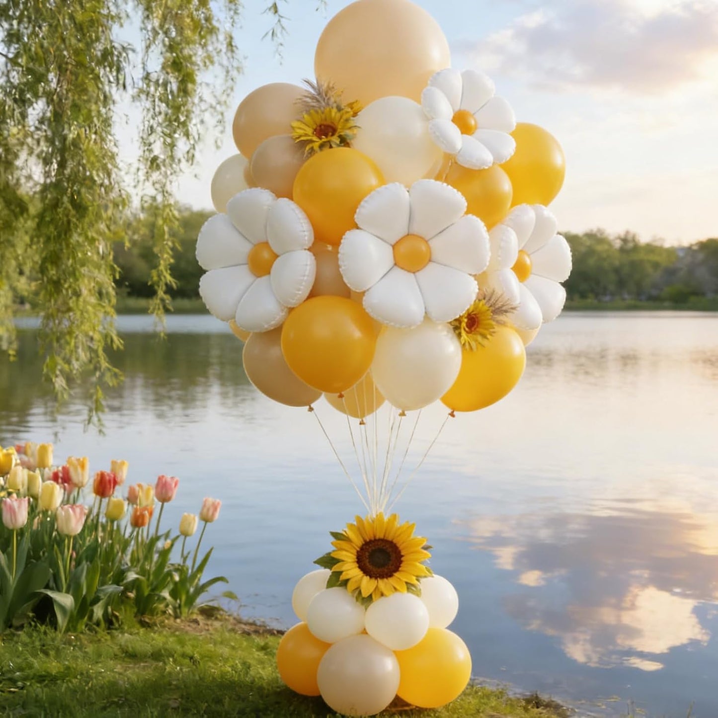 Daisy Pastel Balloon Garland Kit 157pcs Pastel Macaron Balloon Arch Kit with Flower Mylar Balloon for Boho Mothers Day Spring Daisy Floral Theme Two Groovy Party Decoration