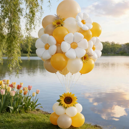 Daisy Pastel Balloon Garland Kit 157pcs Pastel Macaron Balloon Arch Kit with Flower Mylar Balloon for Boho Mothers Day Spring Daisy Floral Theme Two Groovy Party Decoration