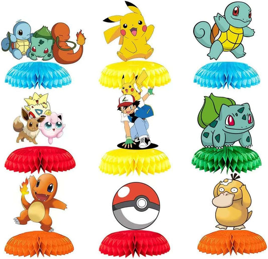 anime Birthday Party Supplies , 9Pcs Honeycomb Centerpieces for Toy animen Decorations, Double Sided Table Decorations Centerpieces Party.