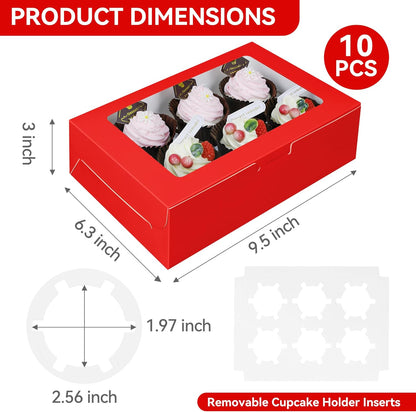 30-Set Cupcake Boxes Bulk with Clear Display Window Hold 6 Standard Cupcakes, Disposable Food Grade White Cupcake Carrier Cupcake Container, Perfect for Cupcakes Muffins Cookies Pastries