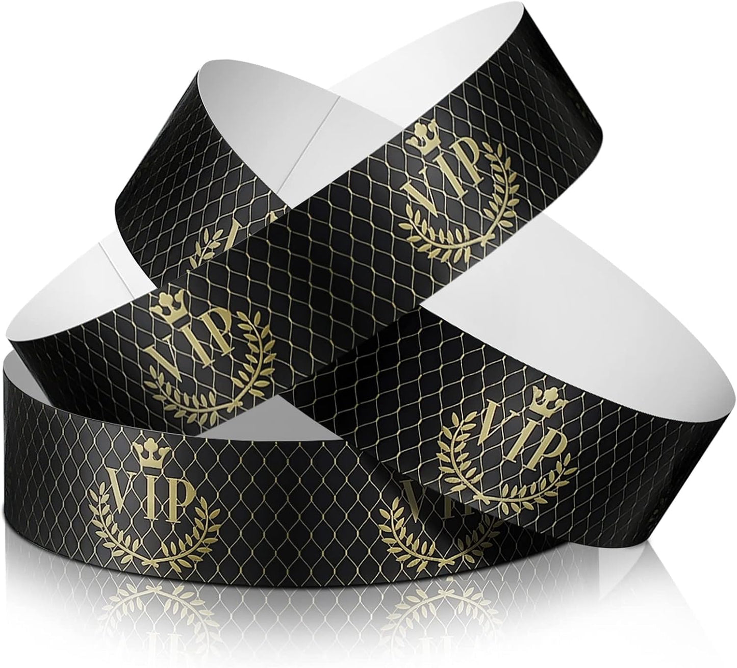 Jadive 500 Pieces Paper Wristbands VIP Plastic Waterproof Party Identification Wristbands Party Bracelets for Events Amusement Parks, Club, Concerts, Fairs, Festivals and Events(Black, Gold)