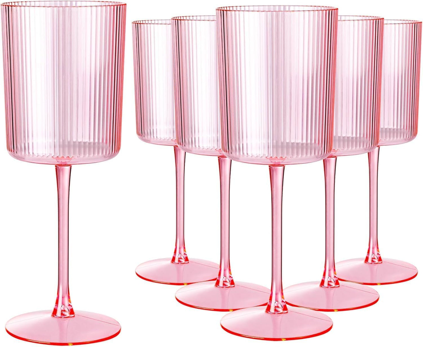 Ciaell 24 Pack Plastic Champagne Flutes - 6oz Ribbed Disposable Champagne Glasses - Clear Vintage Mimosa Glasses with Long Stem, Elegant for Weddings, Birthdays, Party