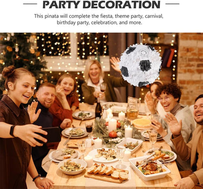 SEWACC 2pcs Soccer Ball Pinata with Stick, Football Birthday Party Supplies, Sports Birthday Decorations for Party Fun