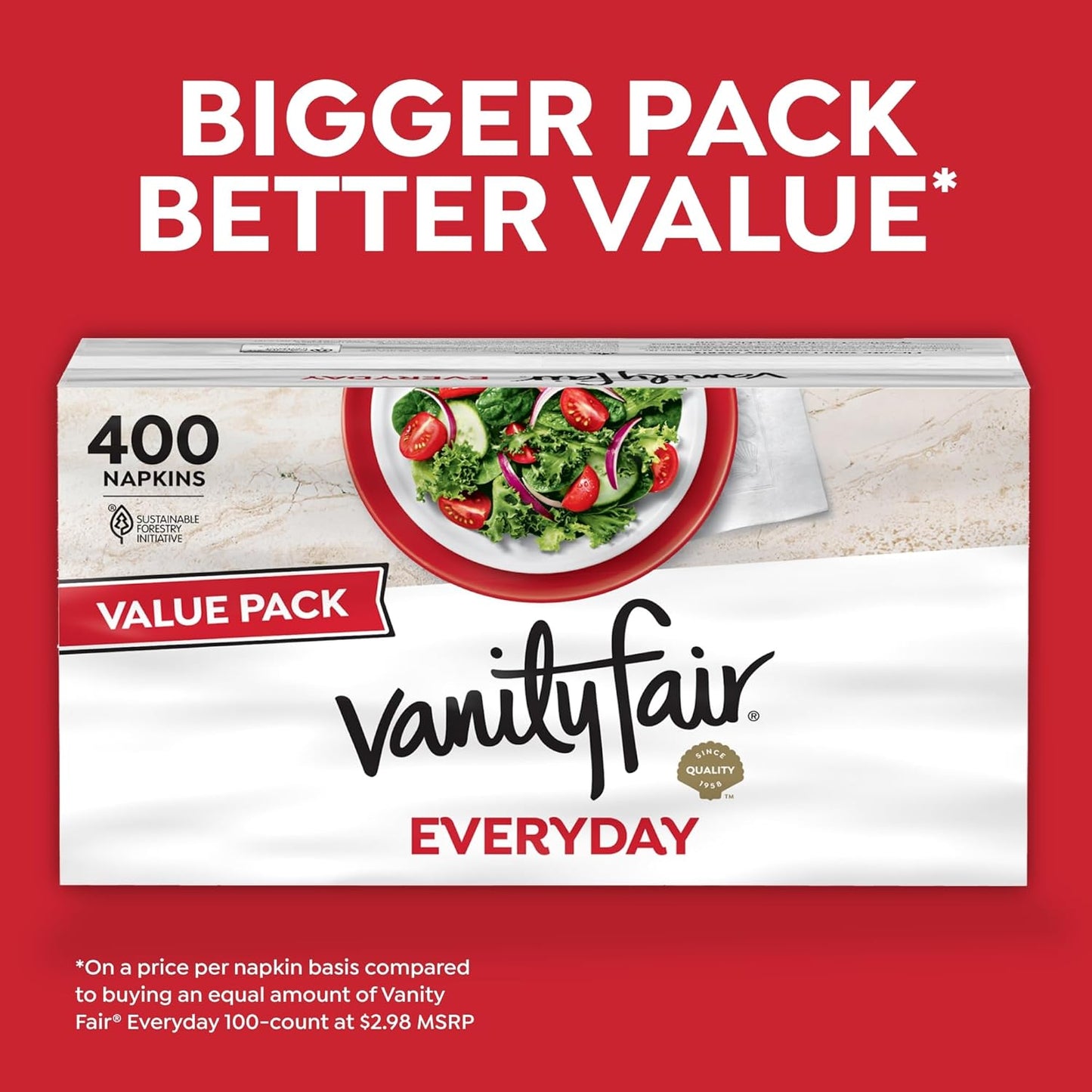 Vanity Fair Everyday Paper Napkins, 200 Count, Disposable Napkins Made Soft And Smooth For Everyday Meals