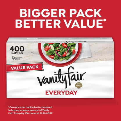 Vanity Fair Everyday Paper Napkins, 200 Count, Disposable Napkins Made Soft And Smooth For Everyday Meals