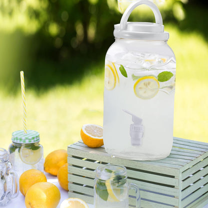 Havawish 2 Pcs 1 Gallon Plastic Beverage Dispenser with Spigot Clear Summer Kitchen Fridge Drink Dispenser for Parties Lemonade Juice Tea Beer Cold Water (Red,Cylinder)